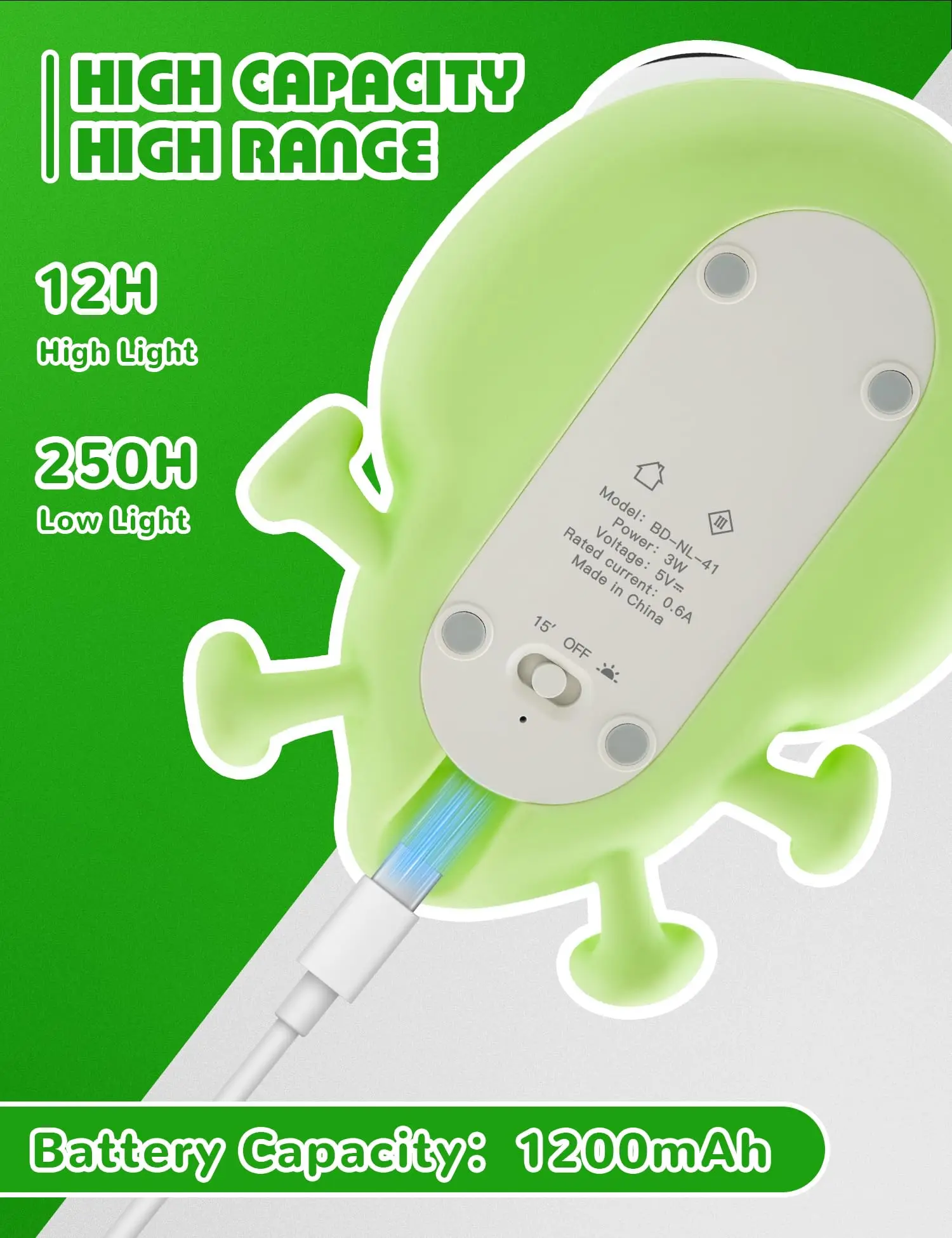 Rechargeable Timer Cute Animal Night Light Dimmable Nursery Nightlight for Breastfeeding Toddler Baby's Room Decor Squishy Lamp