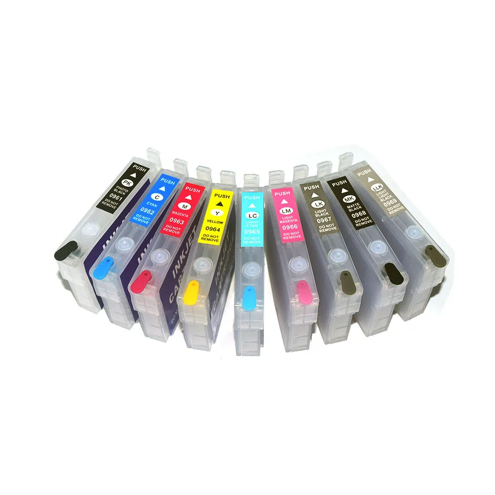 T0961- T0969 Refillable Ink Cartridge WIth Auto Reset Chip For Epson Stylus Photo R2880 Printer