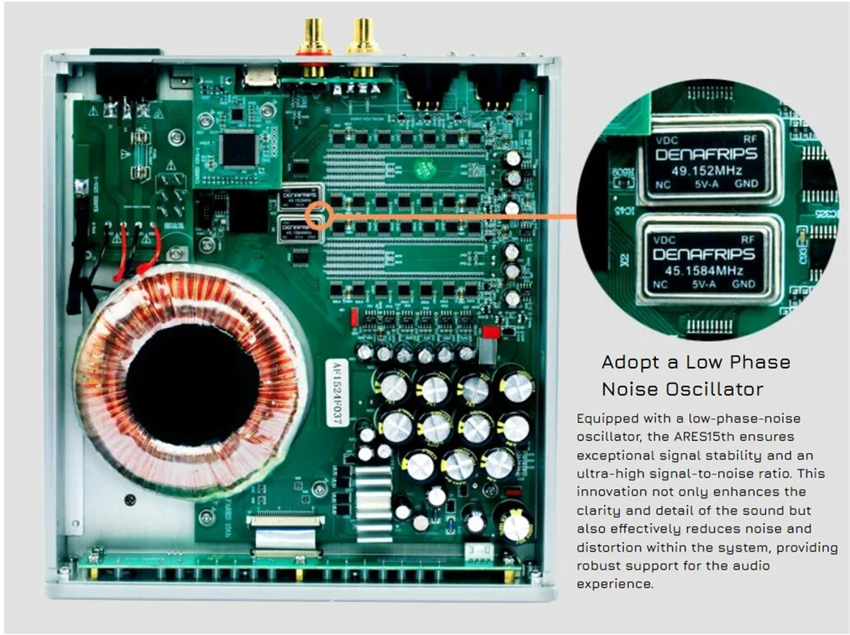 Denafrips ARES 15TH DAC R2R+Architettura DSD. Coassiale*1 OPT*1, I2S*1, USB2.0 Elaborazione del segnale digitale tramite FPGA.ARES 15TH