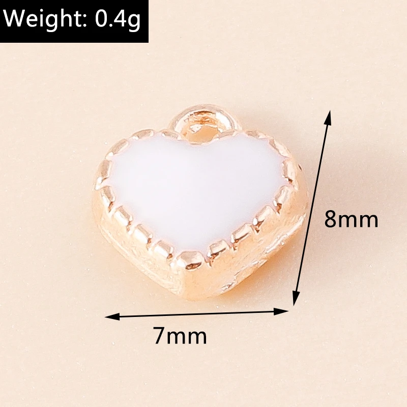 30 Stück 7 x 8 mm niedliche Mini-Emaille-Liebes-Herz-Charms-Anhänger für Schmuckherstellung, Tropfen-Ohrringe, Halsketten, Armbänder, DIY-Bastelbedarf – Detail 1