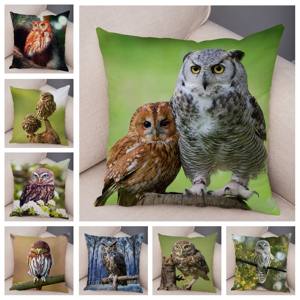 Cute Animal Pillowcase  Sofa Home Children\'s Room Wild Owl Cushion Cover Decoration