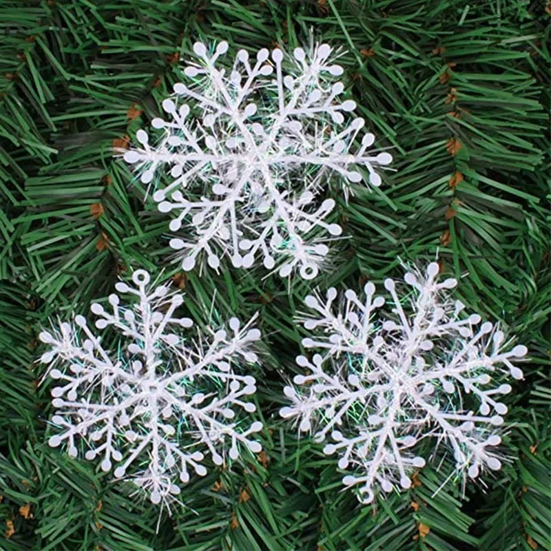 

6Pcs Christmas Party White Snowflake Ornament Christmas Tree Home Decor Hanging White Plastic Xmas Snowflake Pendants Decoration