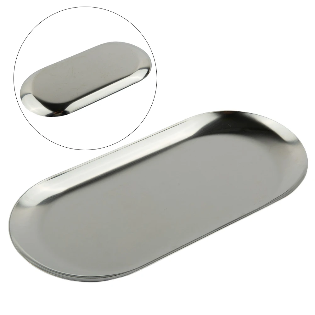 Store Food Retail And Sundries Plate Tray 1pcs Gold Oval Silver Stainless Steel For Kitchen Store Food Saves Space