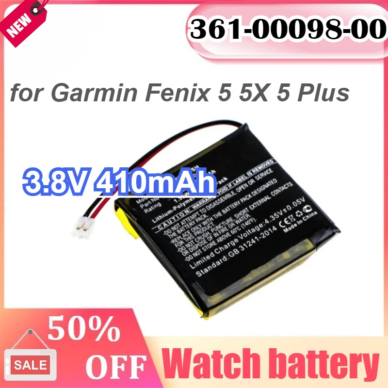 

3.8V 410mAh 361-00098-00 for Garmin Fenix 5 Fenix 5X 5 Plus Running Smart Watch Battery High Qualty GMF510SH