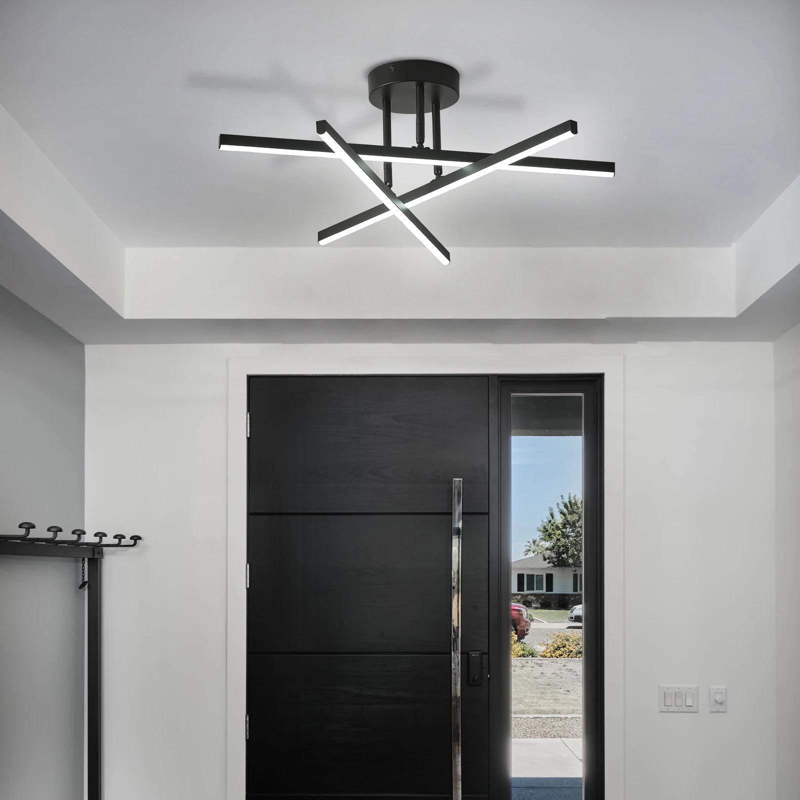 Industrial LED Ceiling Light, Dimmable Close To Ceiling Lamp, Semi Flush Mount Chandelier Lighting For Hallway Kitchen