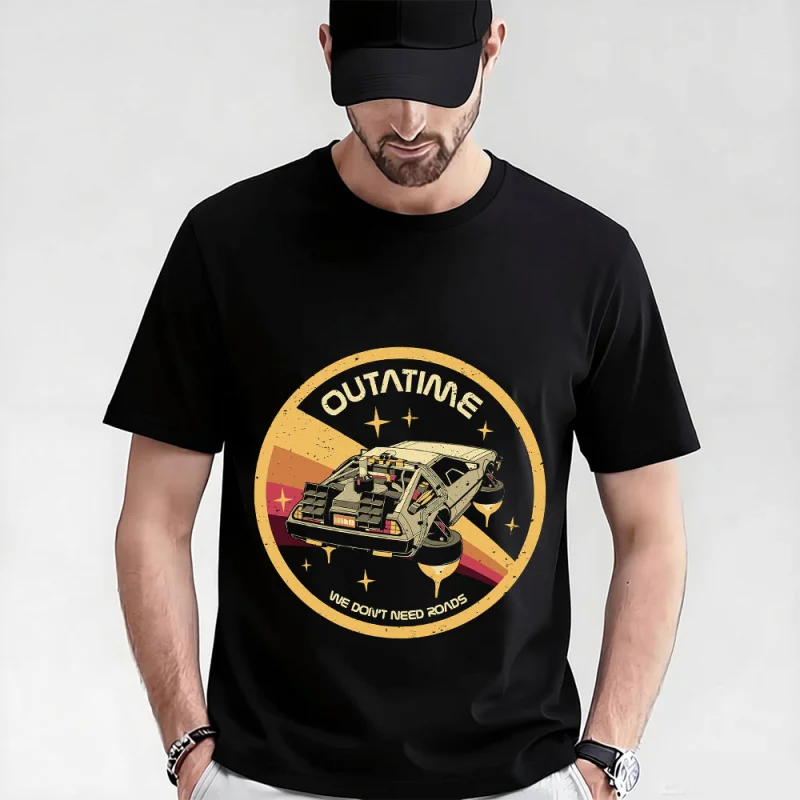 

WE DON'T NEED ROADS Sic Fi Back To The Future Gift t shirt 80s movies Time Machine Futuristic Graphic Clothes Large size Tops