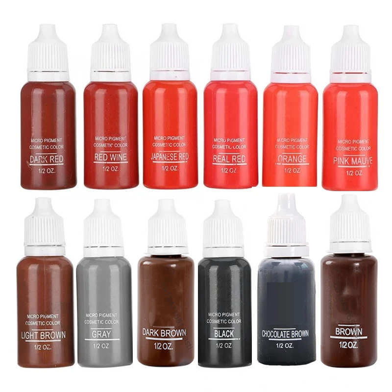 23 Color 15ml/bottle Permanent Makeup Color Natural Eyebrow Dye Plant Tattoo Ink Microblading Pigments for Tattoos Eyebrow Lips