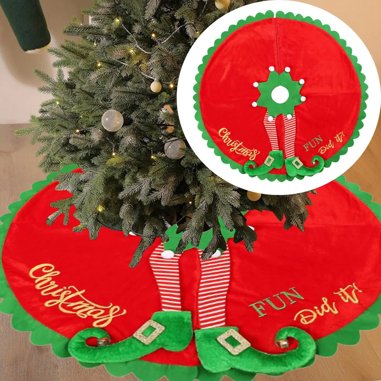 

Christmas Tree Skirt Round Christmas Tree Mat for New Year Hotel Living Room
