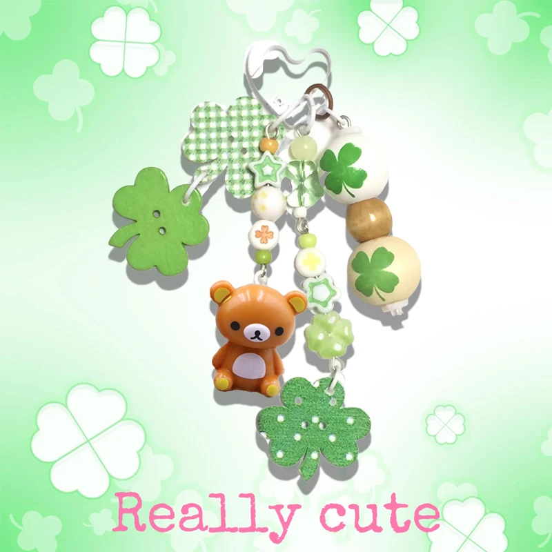 Rilakkuma Clover Series Pendant Four Leaf Lovers Lucky Key Buckle Mobile Pendant Bag Decorate A Birthday Present Holiday Gifts