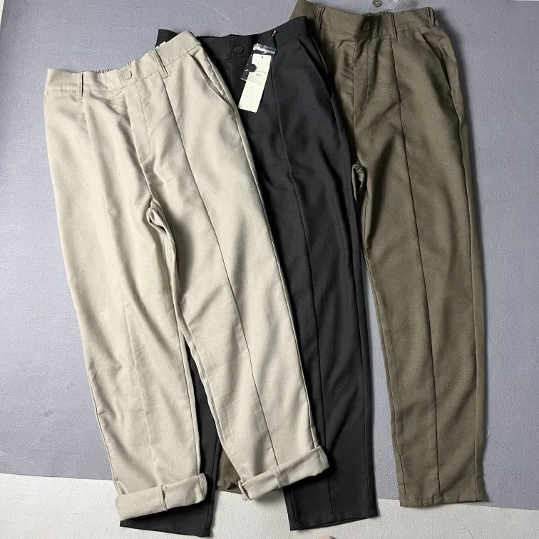 

New Women's Summer Thin Linen Casual Tapered Pants Breathable Elastic Waist Versatile Trimmed Sed Casual Cotton Trousers