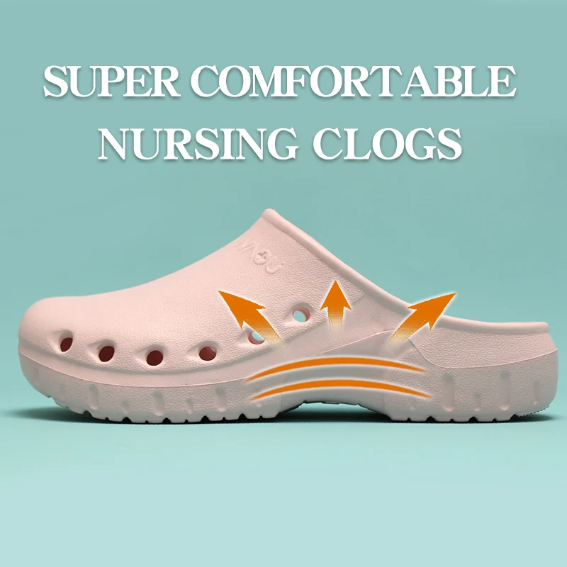 Pink Nurse Scrub Slippers Non-slip Lightweight Hospital Doctor Clogs Dental Clinic Footwear Medical Surgical Shoes EVA 5X01-03