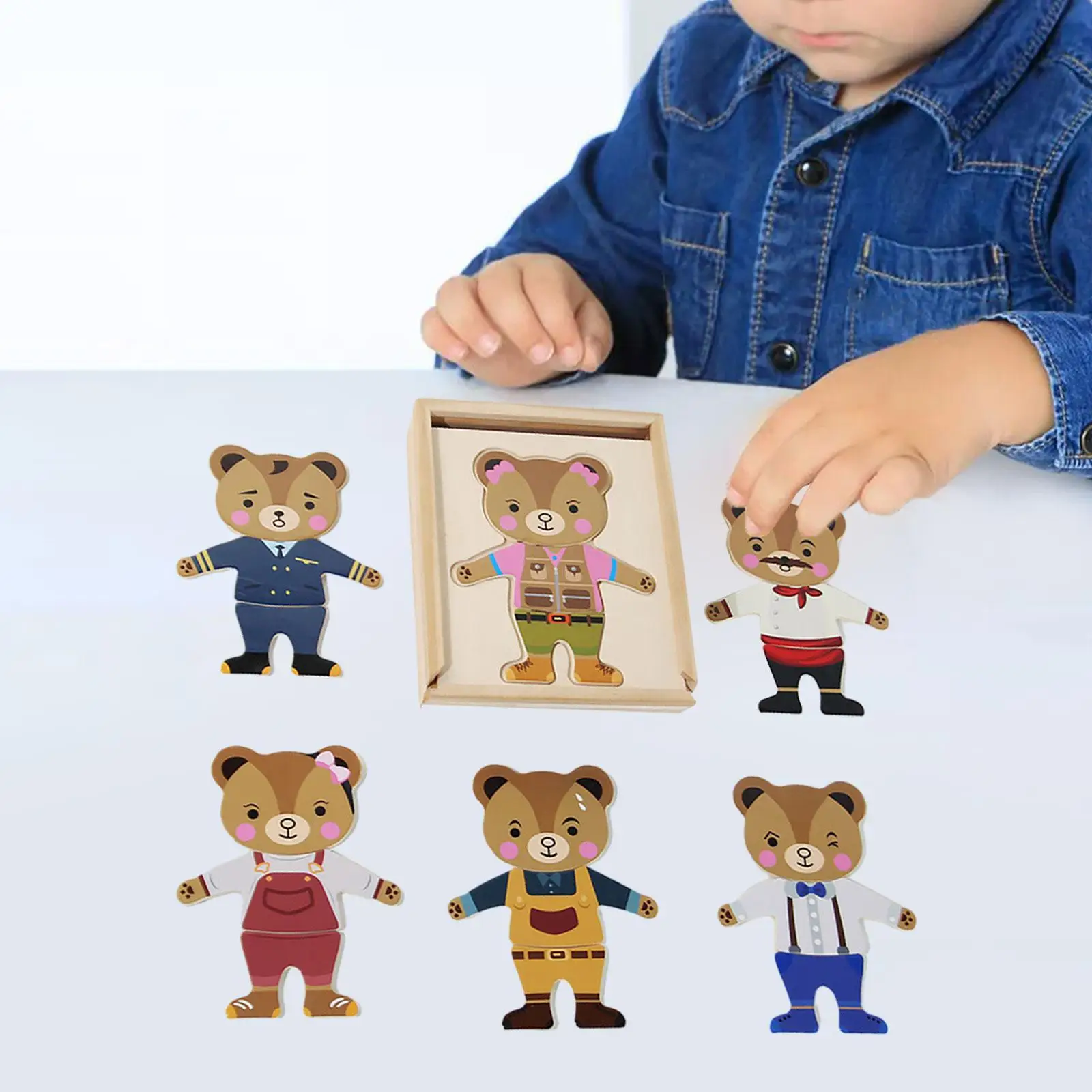 Bear fur s Up Puzzle pour filles et garçons, apprentissage alth, changement de vêtements, jeux