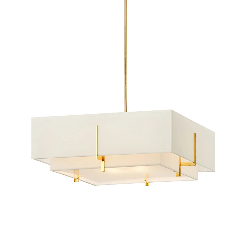 Modern minimalist atmosphere chandelier living room lamp household square light in the bedroom Chinese style lighting.