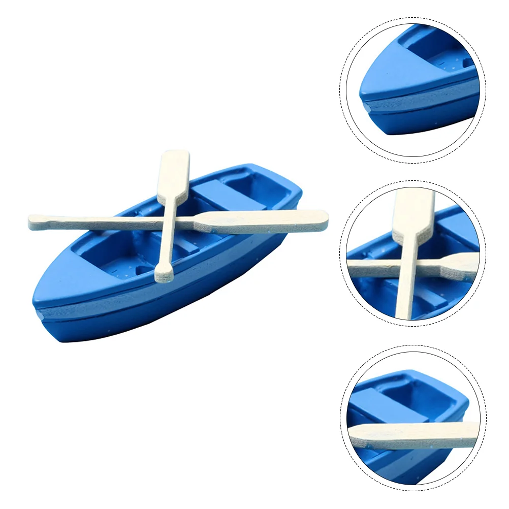 

5 Sets Tiny Canoe Figurines Miniature Boat with Oars Toys Beach Scene Ornament Wooden Kid