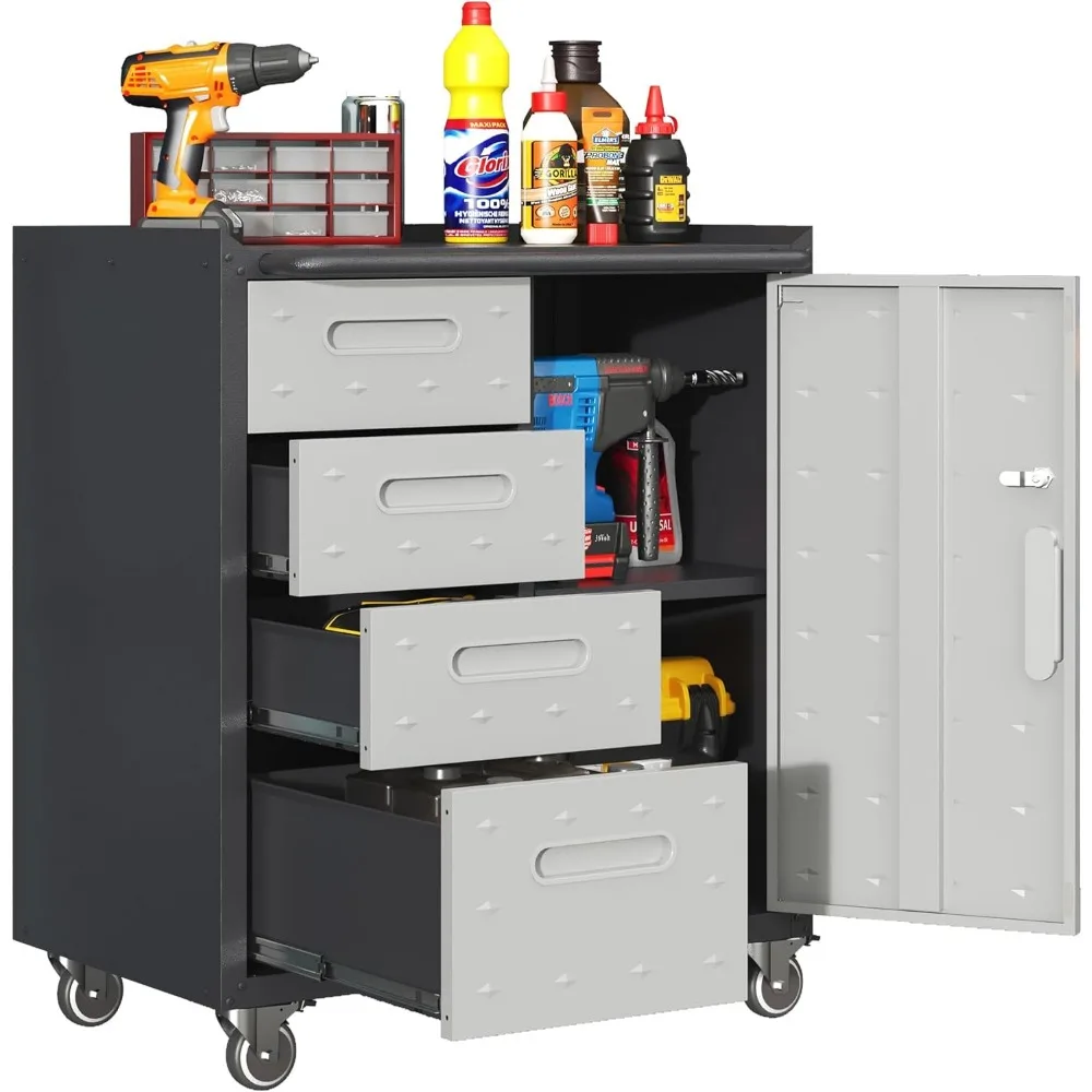 

Metal Mobile Tool Storage Cabinet with Wheels,Heavy Duty Rolling Tool Cabinets for Garage,Metal Storage Cabinets with 4 Drawer a