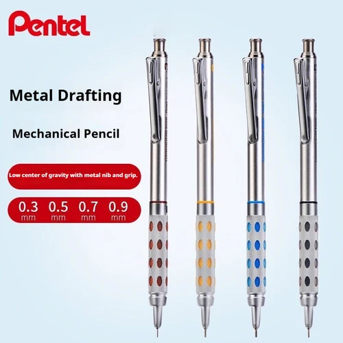Imagen 2 del producto Lápiz de dibujo automático de metal Pentel PG1000 de Japón, lápices profesionales de bajo centro de gravedad (0.3-0.9 mm) para arquitectos y artistas.