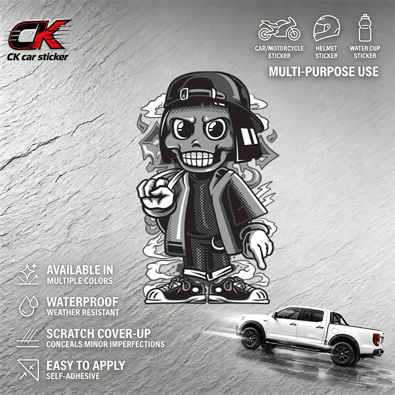 Creativity Car Vinyl DecalCartoon Skeleton Stickerfor Car Motorcycle Laptop Auto Body Decoration