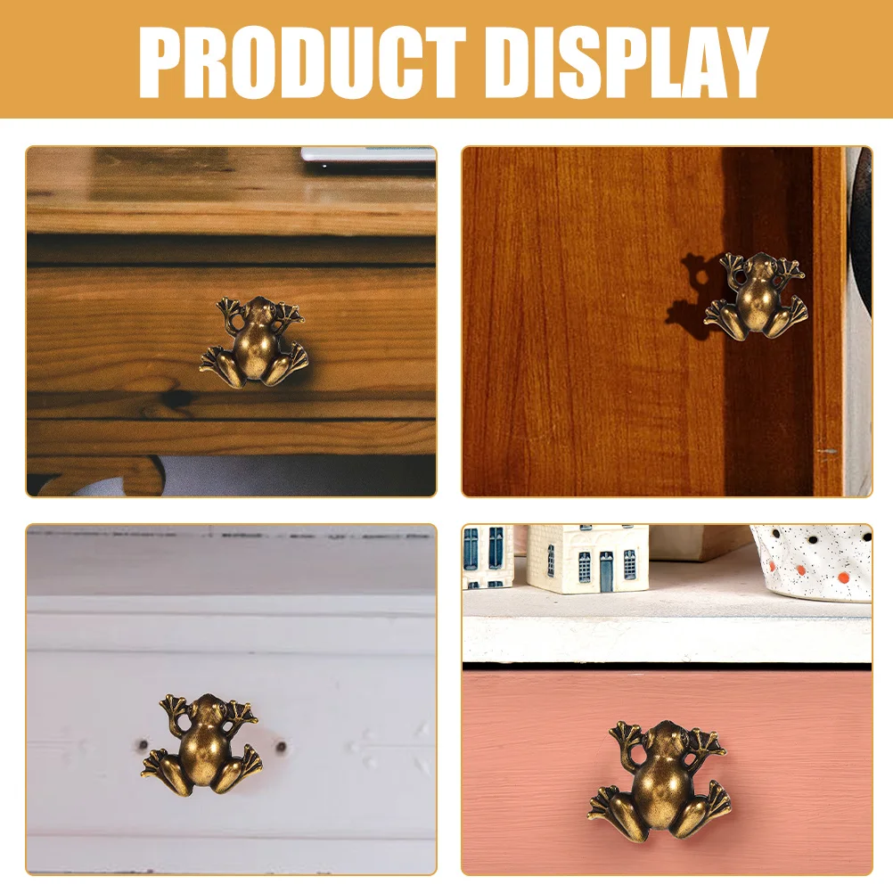 

4Pcs Classic Metal Frog Shaped Cabinet Knobs Sturdy Zinc Alloy Handles for Cupboards and Wardrobes Cabinet Knob