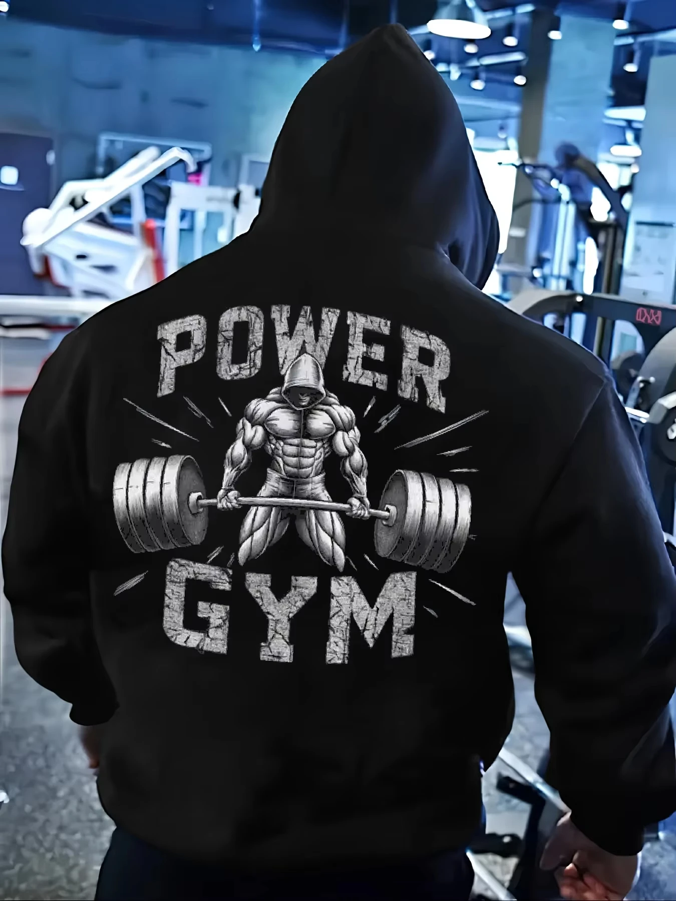 Fashionable Men's Autumn Fitness Muscle Training Letter Printed Comfortable Soft Hoodie Outdoor Urban Sports Long Sleeve Tops