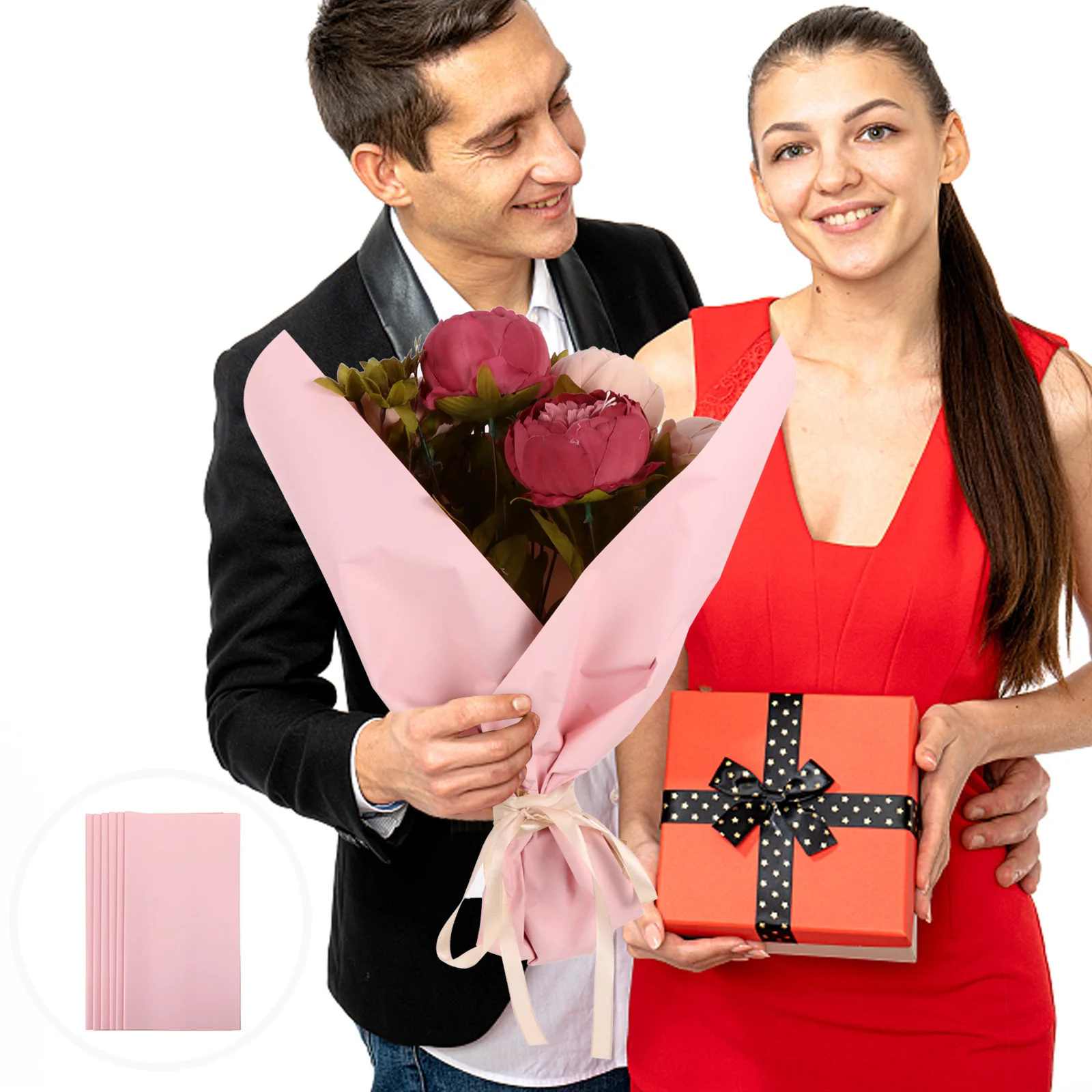 

20Pcs Waterproof Flowing Gold Double Side Wrapping Paper Flower Wraps Sturdy Gift Packaging Paper for Wedding Holiday Present