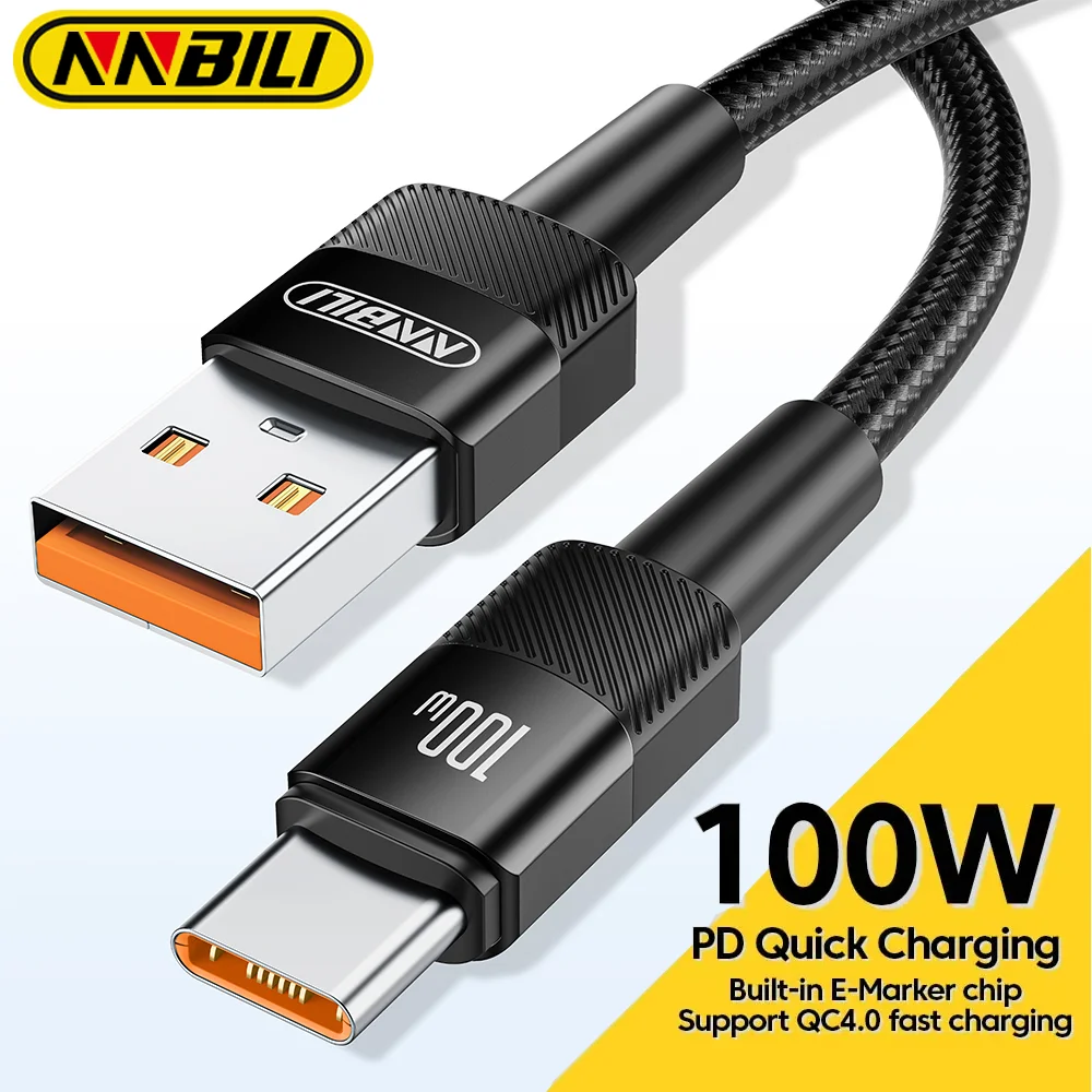

NNBILI USB to USB C Cable 100W PD 3.0 Quick Charge 4.0 Fast Charging USB-A to Type C Cable for Macbook Samsung Xiaomi HuaWei ﻿