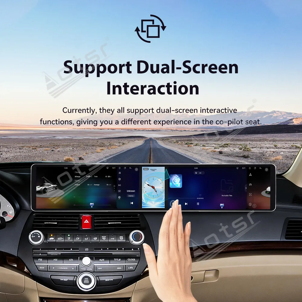 Dual 12.3 ” Triple Screen Android 15 For Honda Accord 8th Crosstour 2008–2013 Carplay Gps Navigation Car Radio HD Touch Screen