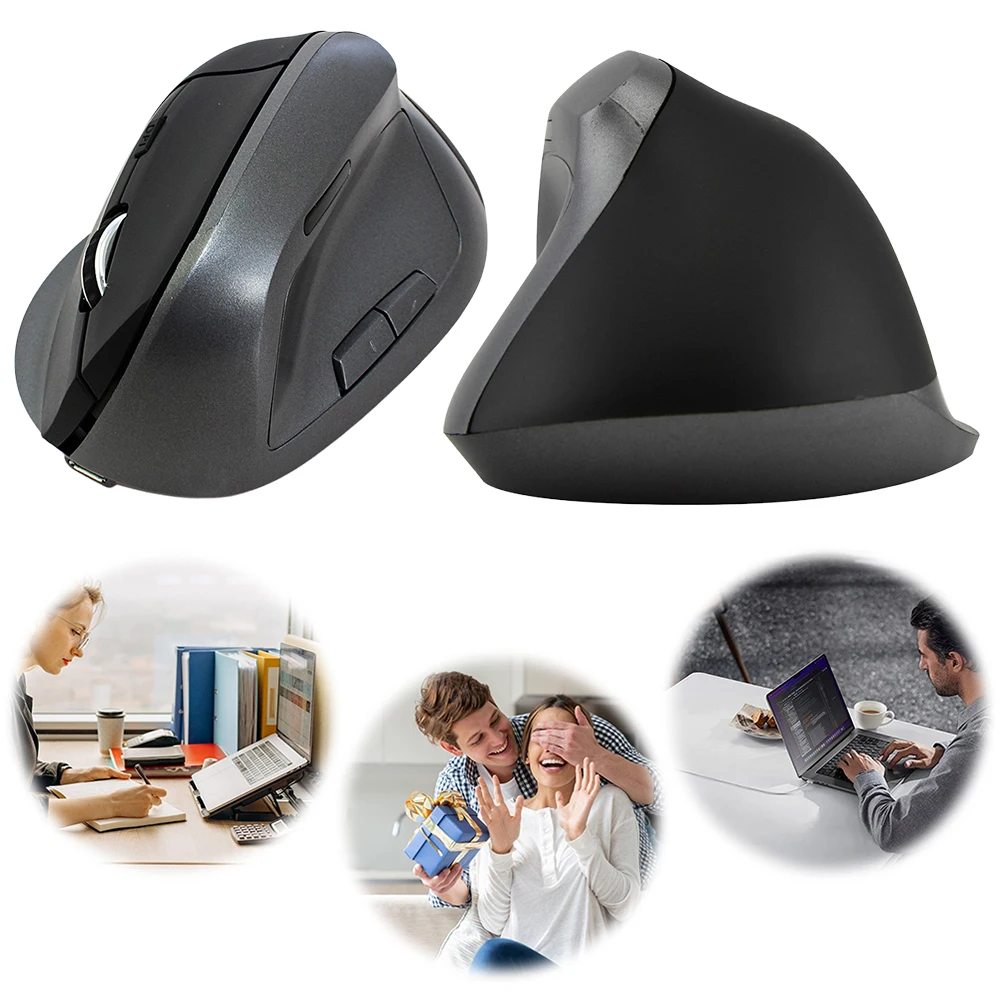 2.4G Vertical Mouse Rechargeable Wireless Vertical Ergonomic Optical Mouse W/ USB Receiver for Laptop Laptop PC MacBook Windows