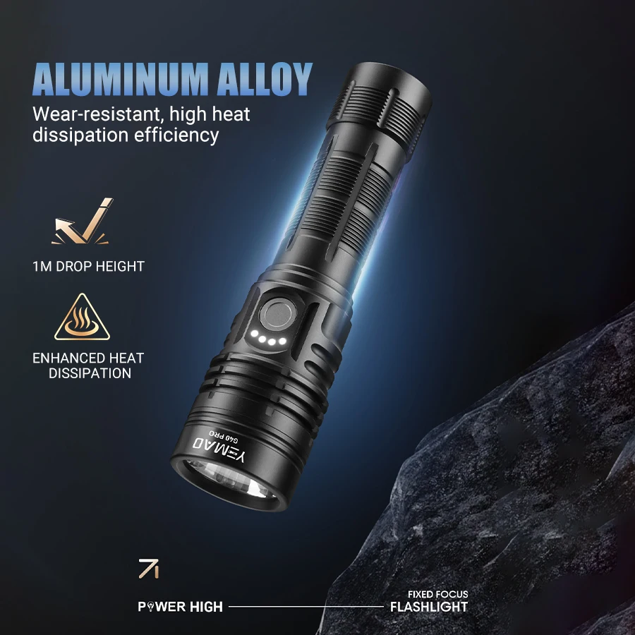 YEMAO G40 2000lm Flashlight USB C Rechargeable SST40 LED 217000 Torch Portable Powerful Bright Flashlights with Power Indicator view 5