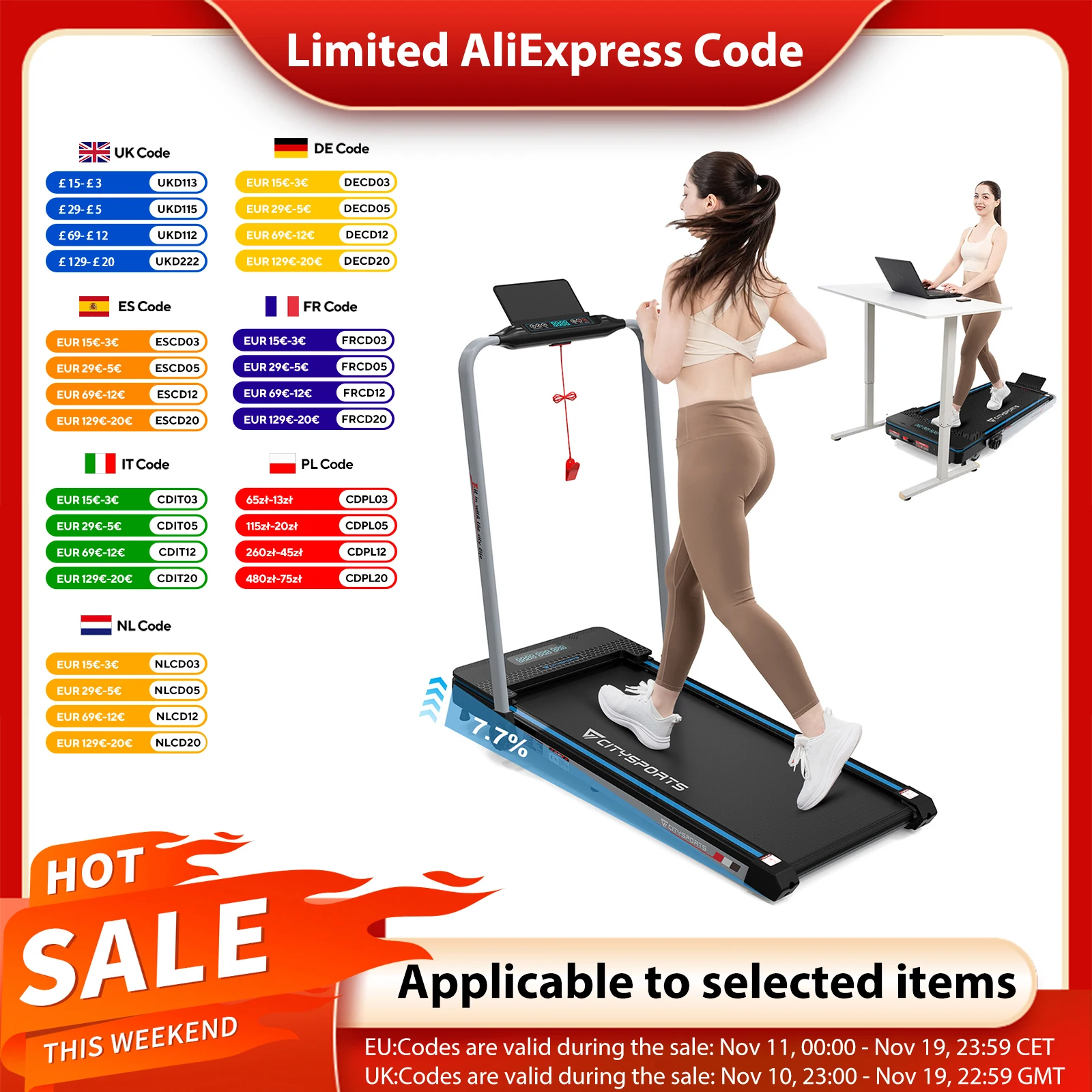 Tapis roulant pieghevole CITYSPORTS PRO 2.0HP con inclinazione manuale 7,7%, tapis roulant elettrico con APP e altoparlante Bluetooth, 12 livelli di velocità