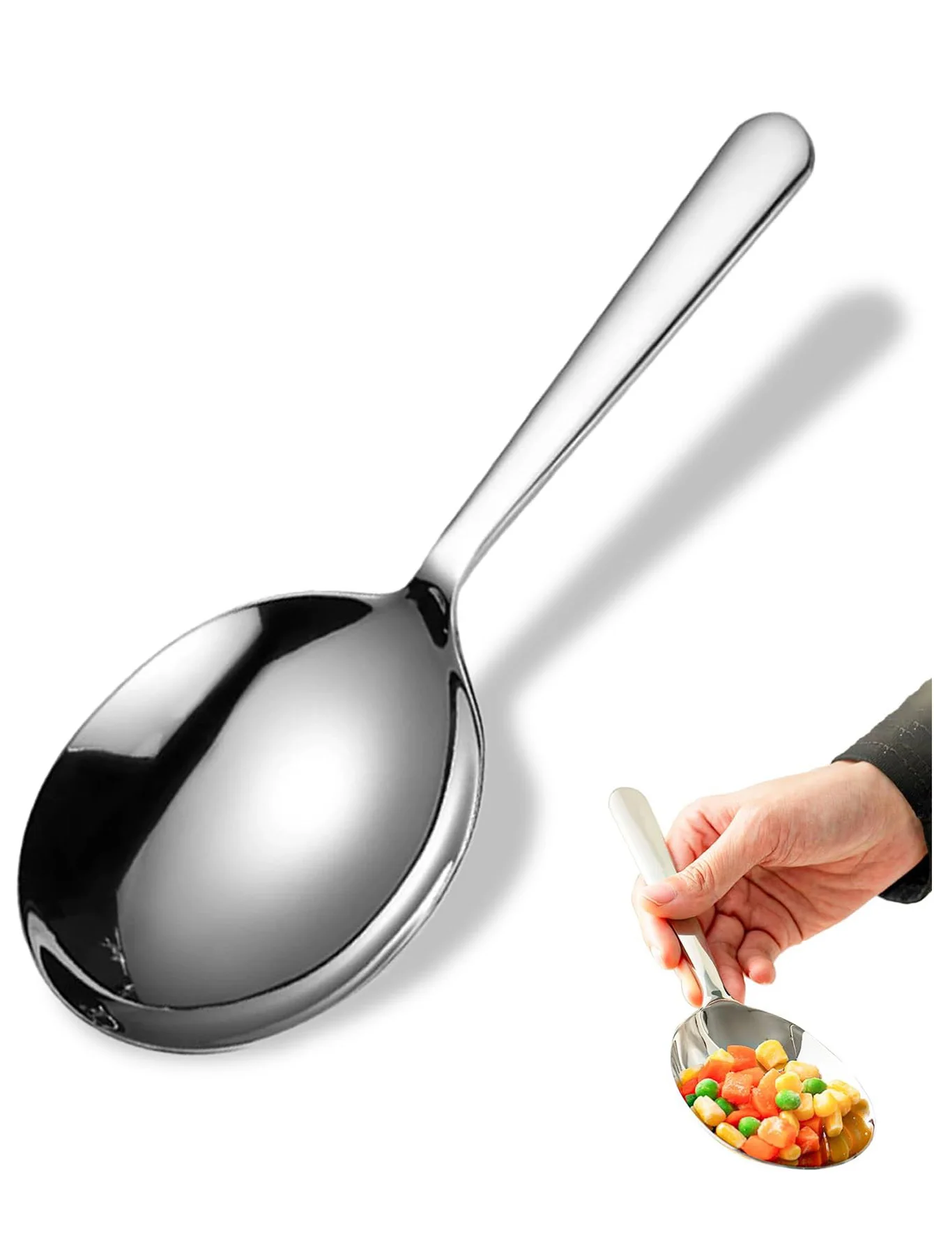 Stainless Steel Serving Spoon for Buffet, Head, Dishwasher Safe for Catering, Restaurants, Kitchen, Parties