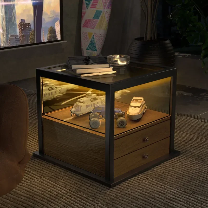 1 Luxury Glass Side Table Living Room Storage All-Match Creative Trending Hand-Made Storage Side Cabinet Ins Style