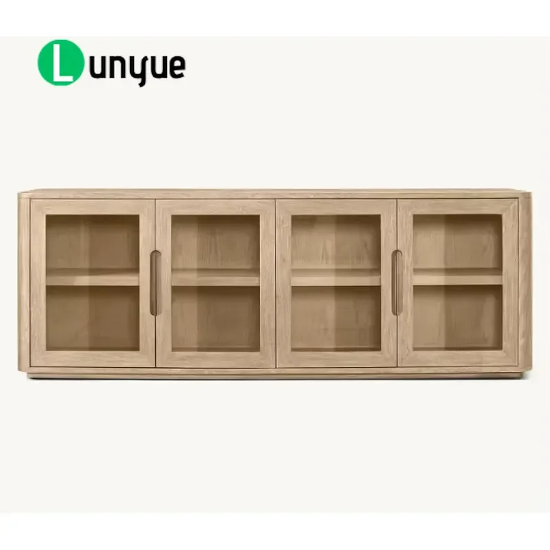 Modern American French Oak Wood Media Cabinet Living Room TV Stand Storage Console Furniture Home Entertainment Center Decor