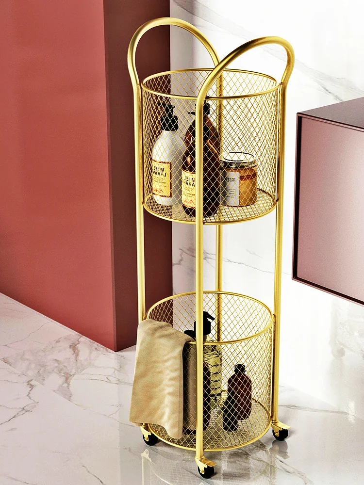 

Nordic Wrought Iron Shelf - Creative Kitchen Storage Rack, Fashionable Bathroom Toiletries Trolley, Stylish Metal Storage Cart