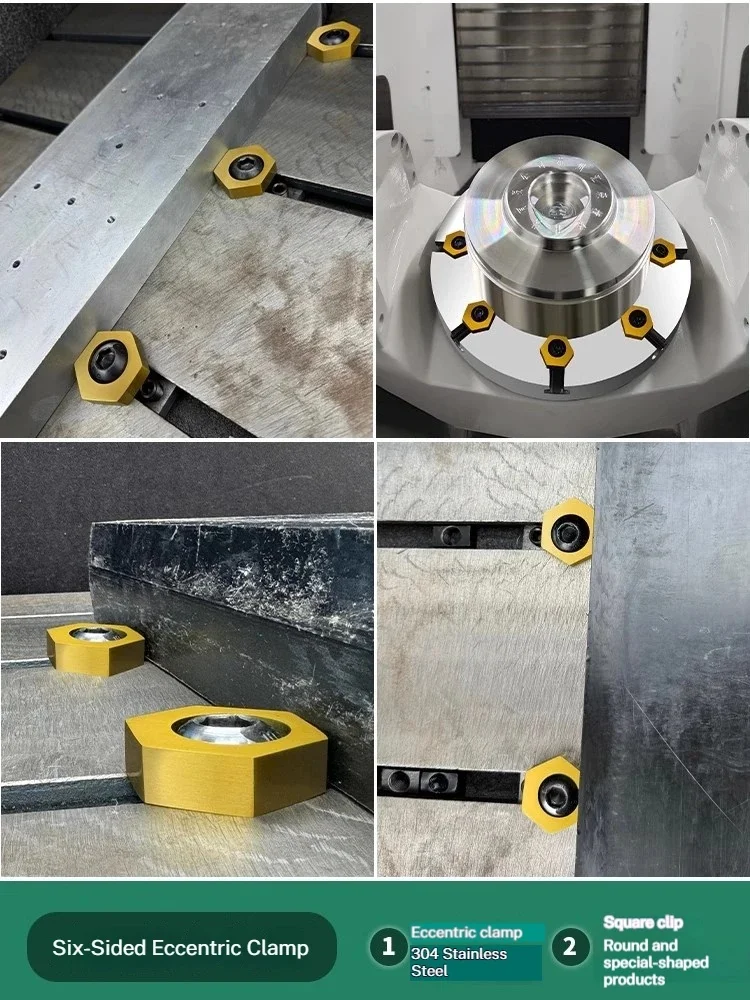 Stuka 6 Pcs Hexagonal Eccentric Fixture Clamps Stainless Steel Anchor Clamping with Nut for Workholding Thread M4 M5 M6 M8 M10