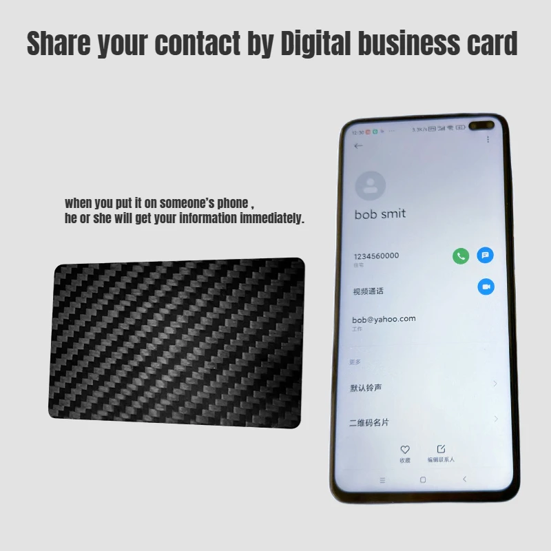 5Pcs NFC Carbon Fiber Card NFC Business Card Fast Reading Ntag 215 Smart Name Card Digital Business Card Social Recognition Card