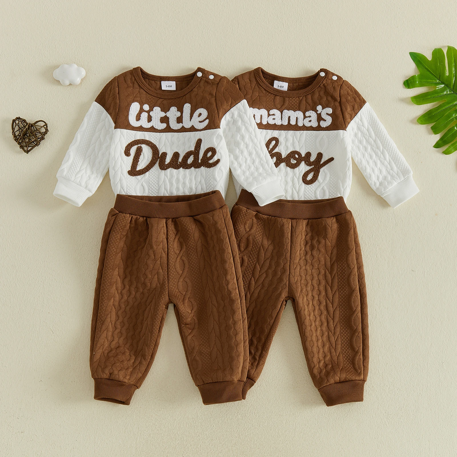 Baby Boys Fall Outfits Long Sleeve Letter Embroidery Romper Pants Set Fashion Boys Autumn Clothing Set