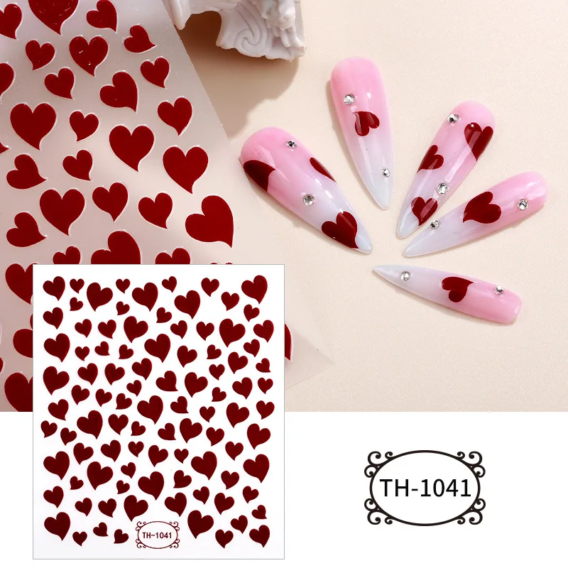 

Large sheet nail adhesive daimond blue red foils Heart star rabbit designs DIY manicure decorations sliders nail art decals kit