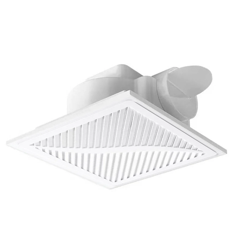 Quiet Bathroom Ventilation Fan Energy Star 25 CFM 2.0 Sones Modern White Grille 30x30cm Easy Mount Foldable Brackets
