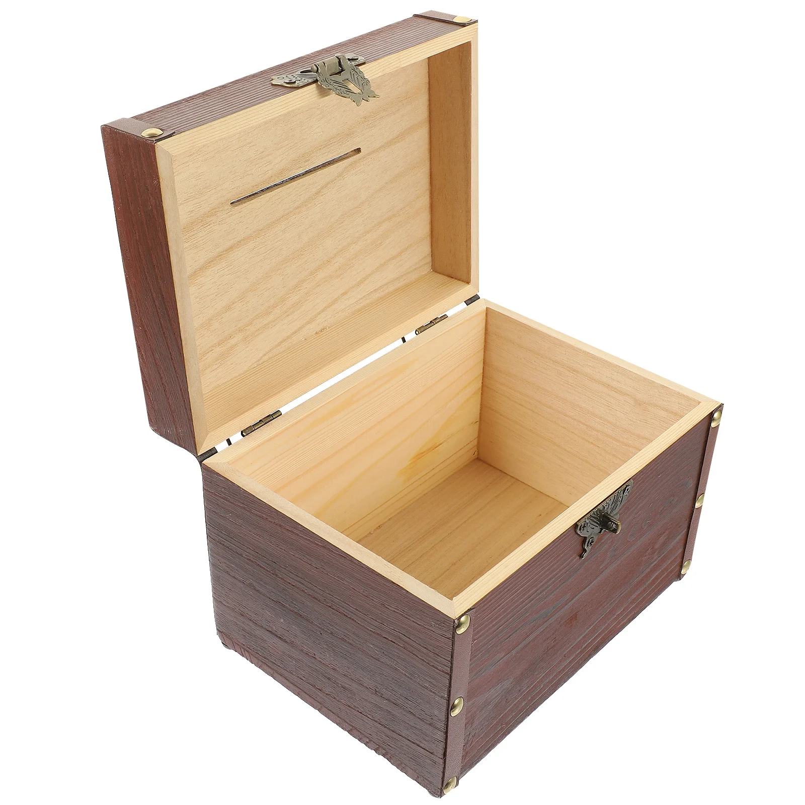 

Wooden Piggy Bank Birthday Treasure Chest Saving Banknotes Coin Jar Large Capacity Home Decor Retro Style