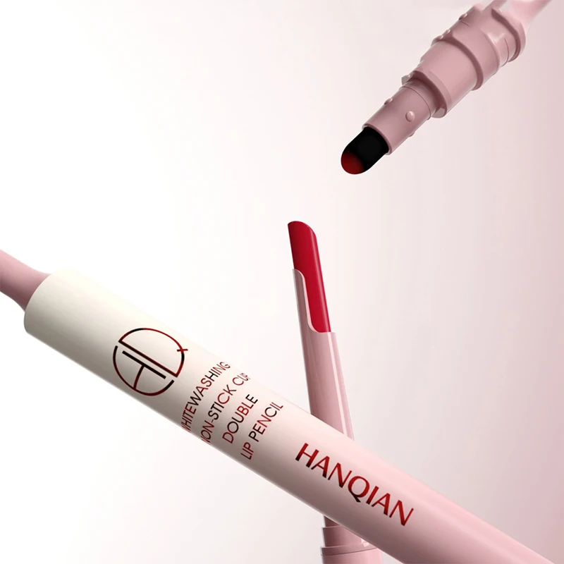 ホワイトウォッシュノンスティックカップ両面リップライナー、マットミスト、輪郭のある形状、メイクアップ充填付きリップバラ