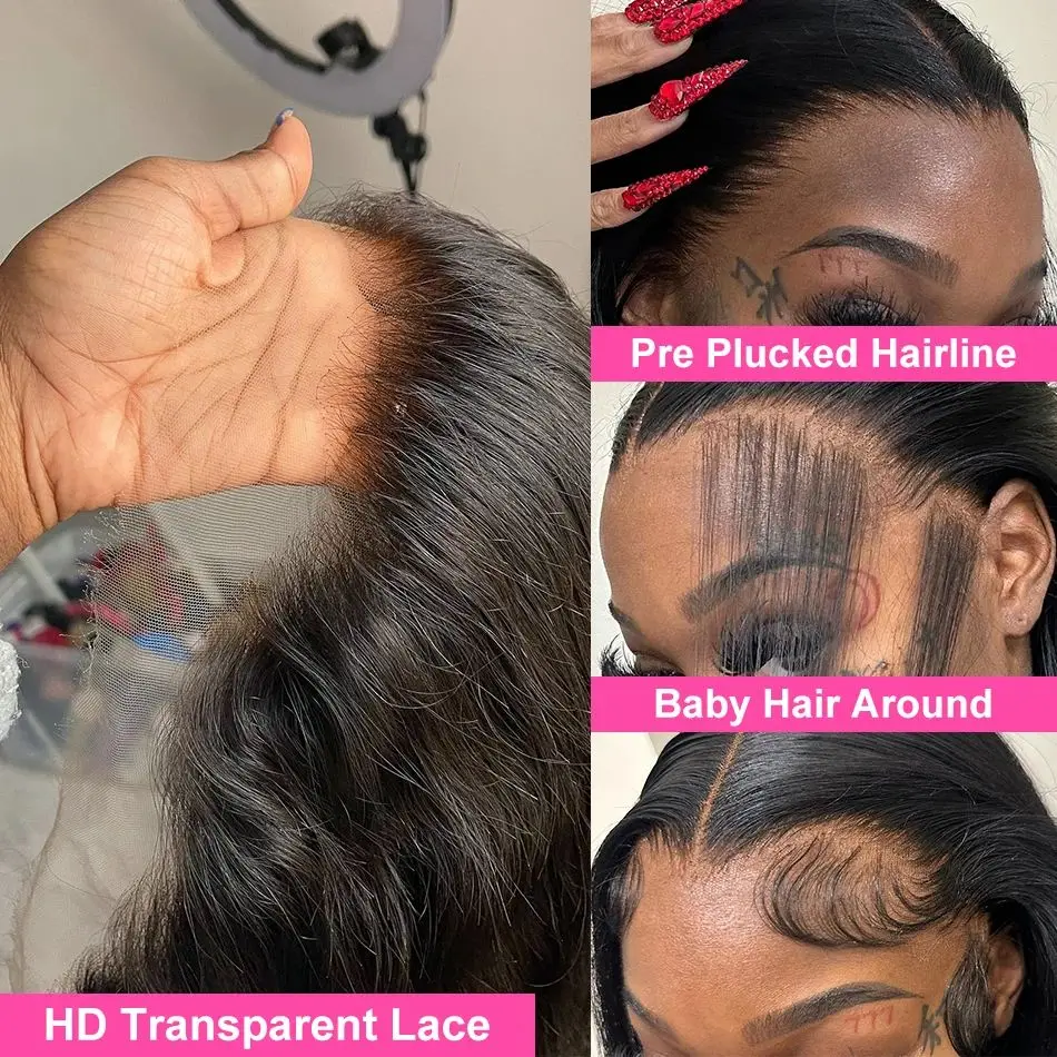 Frente do laço peruca de cabelo humano em linha reta peruca de renda transparente para as mulheres brasileira 13x4 peruca frontal do laço cabelo humano natural cor preta