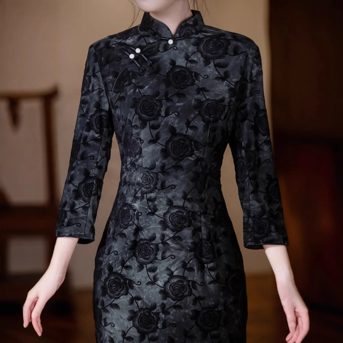 2025 Autunno Nuovo Chesongam Velluto Caldo Qipao Donne Eleganti Abiti Della Signora Del Partito di Sera Banchetto Abito Migliorato Vestito Cinese