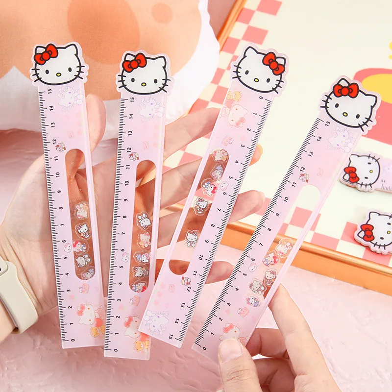 20pcs/lot Sanrio Kitty Acrylic Ruler Creative Drawing Tool Bookmark Promotional Stationery Gift School Supplies