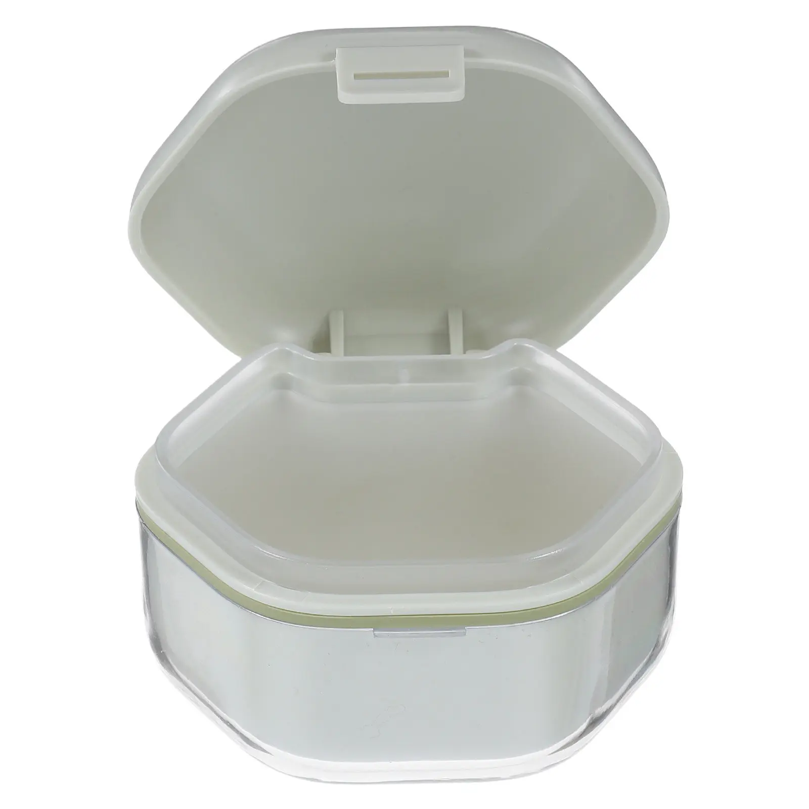 Dual Layer Light Green Dentures Case Retainer Cleaning Storage Box Portable Travel Braces Mouthguards Organizer Keeper