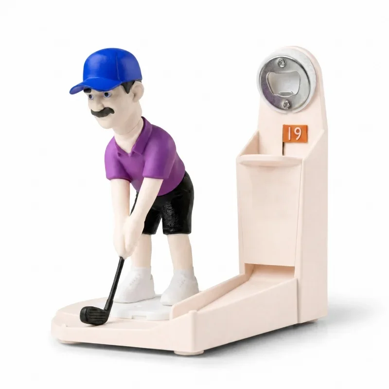 Novelty Golf Player Shaped Beer Bottle Opener with Bottle Cap Collection Funny Home Bar Table Decor Kitchen Gadget Unique Gift