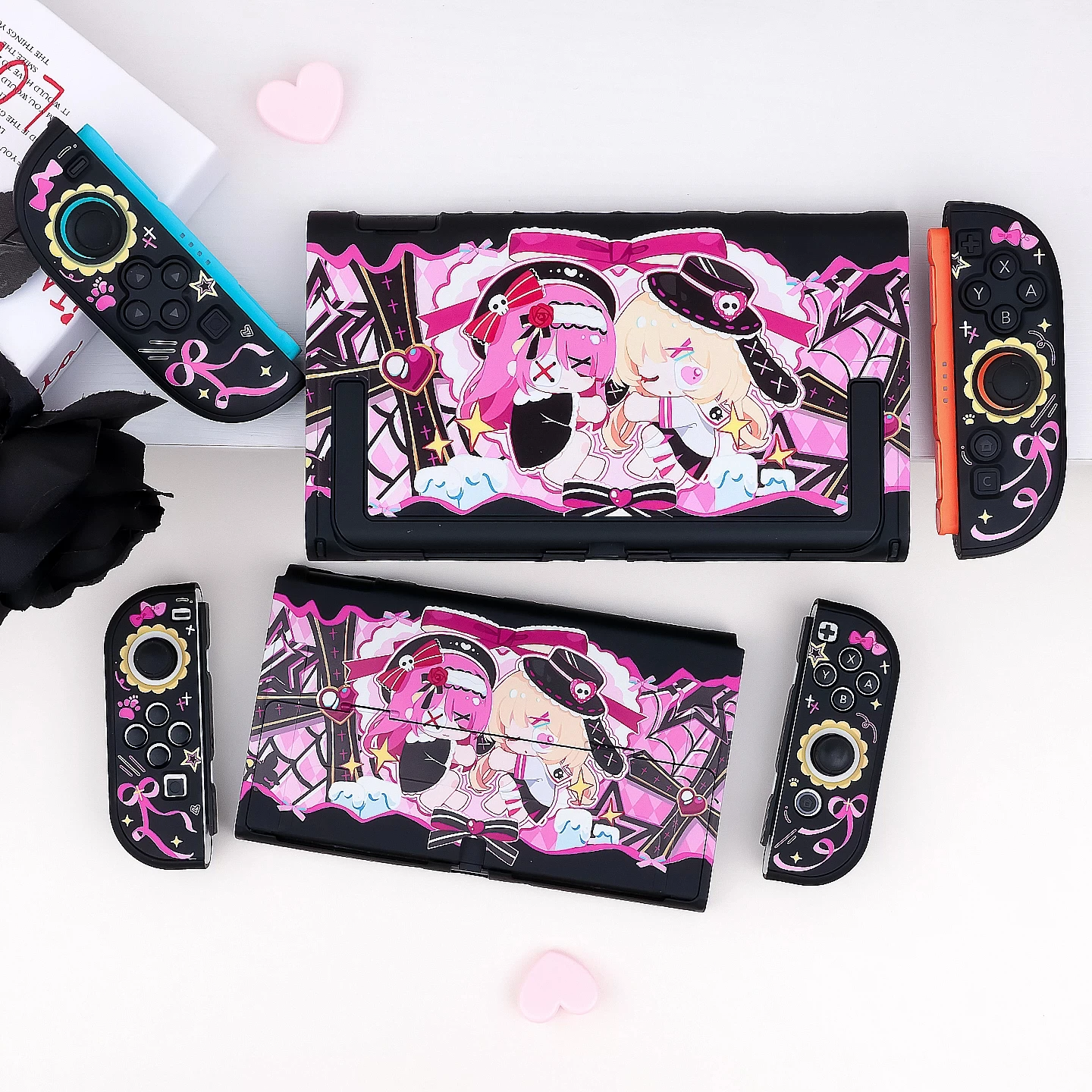Cartoon Anime Switch Case Black Split Controller Joy-Con Case for Nintendo Switch 2 Oled Pluggable Dock Hard Shell Accessories