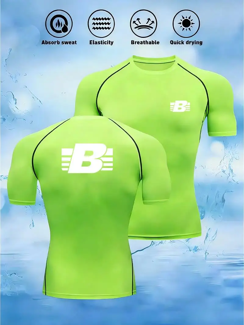 New 2026 American style fast drying compression sportswear, running T-shirt, elastic fast drying sports jacket, fitness sportswe