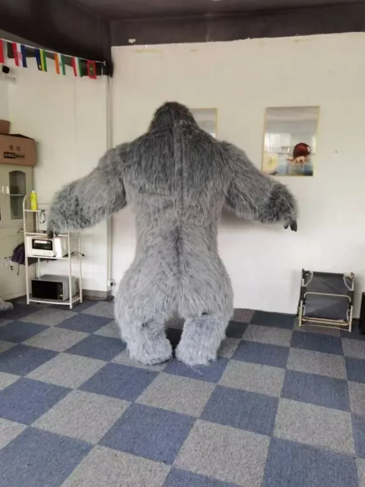 Real Life Inflatable Gorilla Costume Full Mascot Suit Giant Adult Fur Gorilla Cosplay Fancy Dress for Events Party no battery