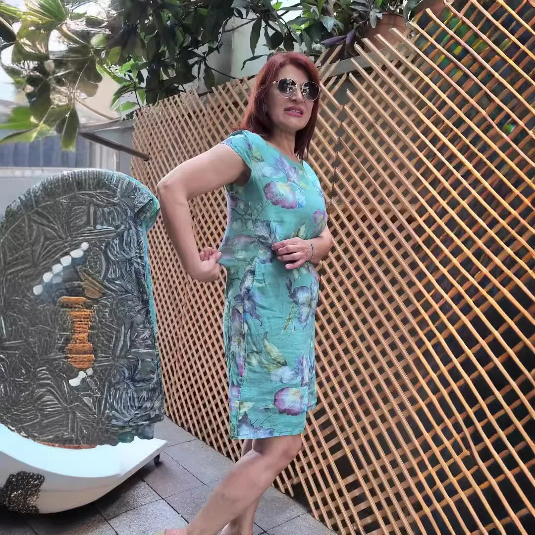 夏 O ネック半袖ミニドレスレディースルーズ A ラインプルオーバードレス自由奔放に生きるカジュアルレディースグラフィックプリントドレス 2025 Vestidos