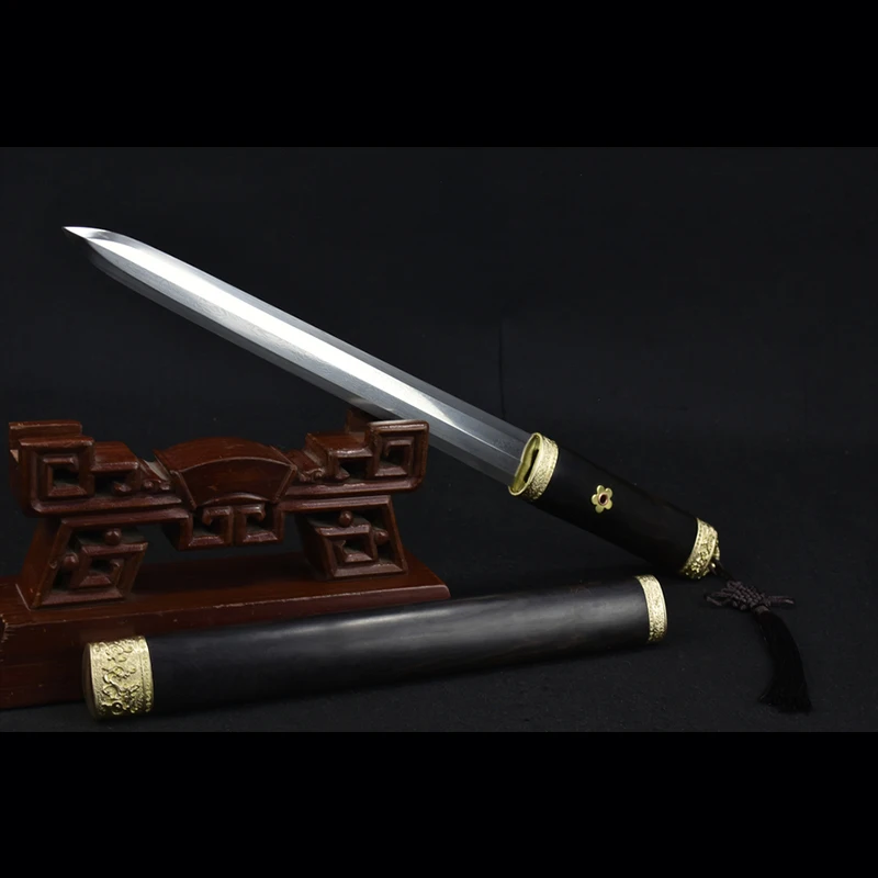Tang Jian, Cuchillo Pequeño, Espada China de Acero de Damasco Forjado, Funda de Madera de Ébano, Abrecartas, Colección, Souvenir, Regalo